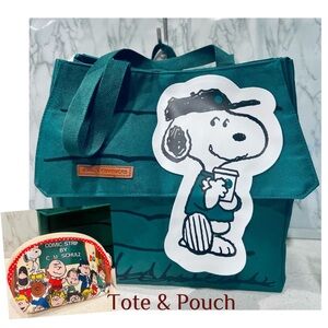 Peanuts x Strabucks Tote and Pouch Bundle NWT